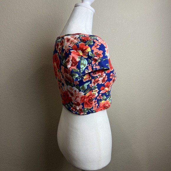 Ambience Apparel Women Crop Top Medium Short Sleeve Floral Scoopneck - Picture 4 of 11